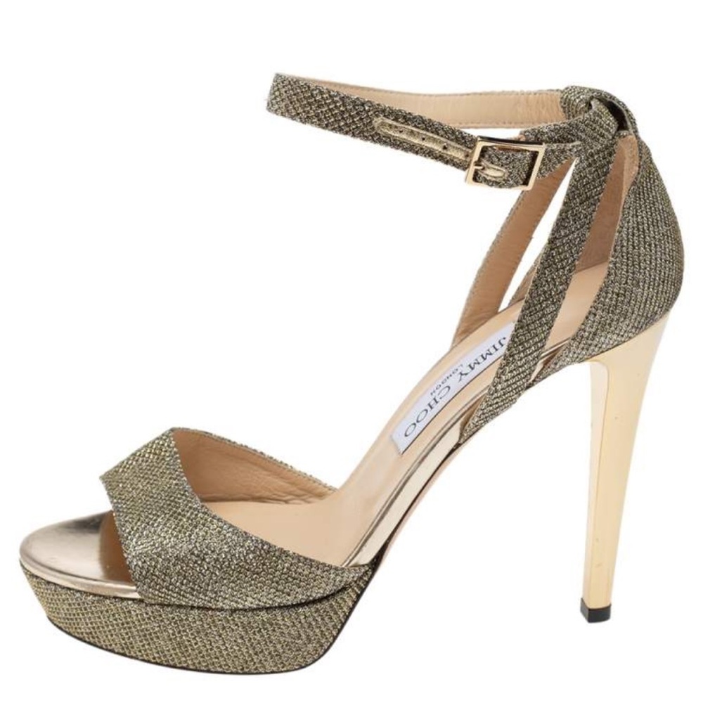 Jimmy Choo Gold-silver Lurex Fabric heel